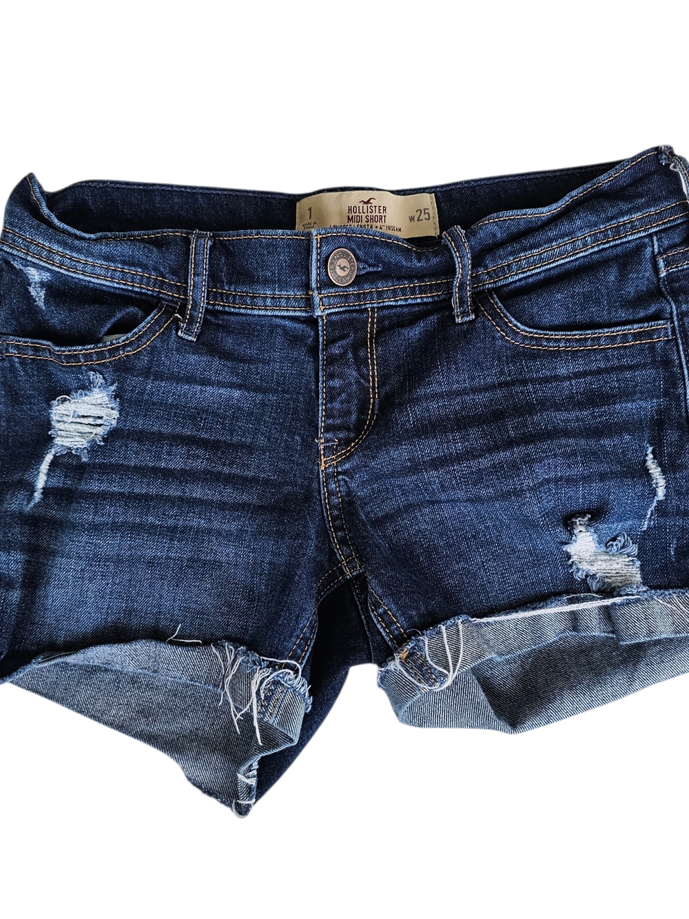 Hollister Distressed Denim Shorts Size 1 W25 Low Rise